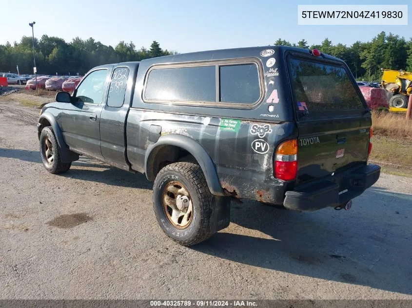 2004 Toyota Tacoma Xtracab VIN: 5TEWM72N04Z419830 Lot: 40325789