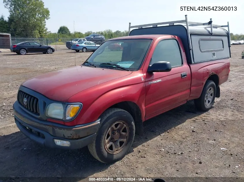 2004 Toyota Tacoma VIN: 5TENL42N54Z360013 Lot: 40333410