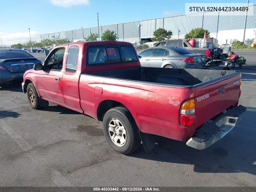 2004 Toyota Tacoma Xtracab VIN: 5TEVL52N44Z334489 Lot: 40333442