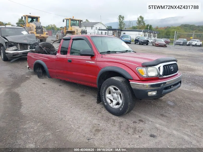 2004 Toyota Tacoma Xtracab VIN: 5TEWM72NX4Z431788 Lot: 40368620