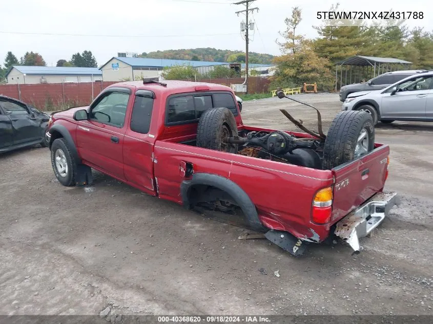 2004 Toyota Tacoma Xtracab VIN: 5TEWM72NX4Z431788 Lot: 40368620