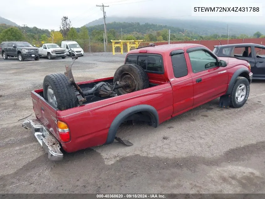 2004 Toyota Tacoma Xtracab VIN: 5TEWM72NX4Z431788 Lot: 40368620