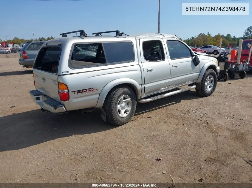 2004 Toyota Tacoma Base V6 VIN: 5TEHN72N74Z398478 Lot: 40662794