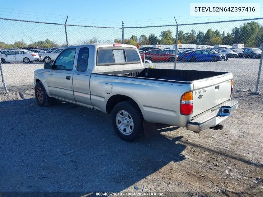 2004 Toyota Tacoma VIN: 5TEVL52N64Z397416 Lot: 40671610