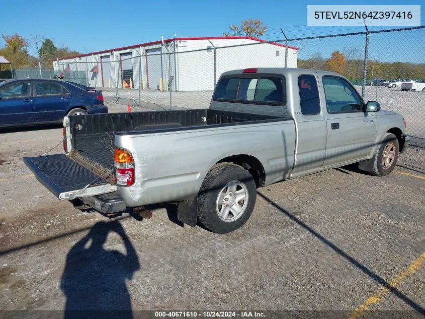 2004 Toyota Tacoma VIN: 5TEVL52N64Z397416 Lot: 40671610