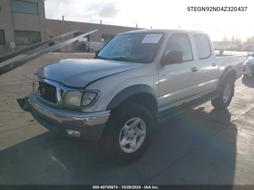 2004 Toyota Tacoma Prerunner V6 VIN: 5TEGN92N04Z320437 Lot: 40705674