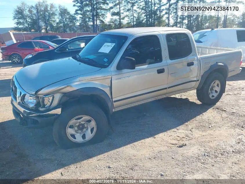 2004 Toyota Tacoma Prerunner V6 VIN: 5TEGN92N94Z384170 Lot: 40730079