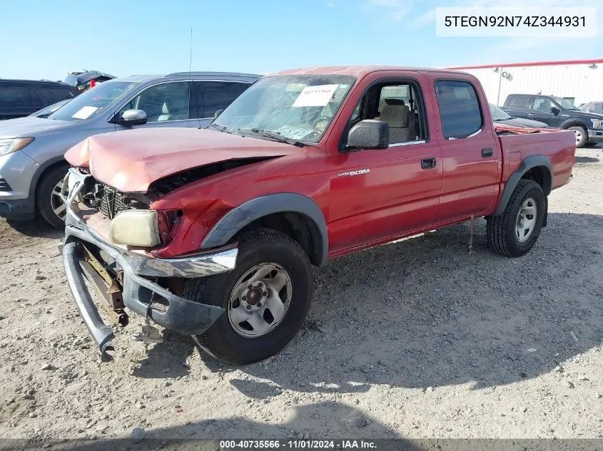 2004 Toyota Tacoma Prerunner V6 VIN: 5TEGN92N74Z344931 Lot: 40735566