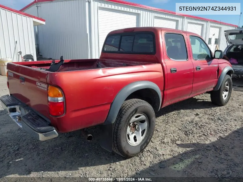 2004 Toyota Tacoma Prerunner V6 VIN: 5TEGN92N74Z344931 Lot: 40735566