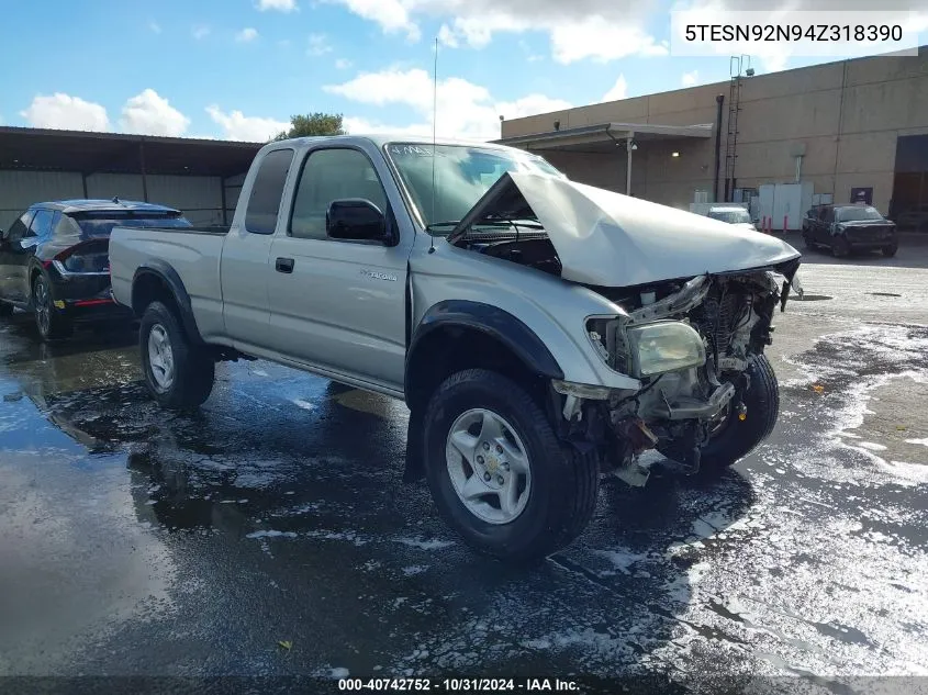 2004 Toyota Tacoma Prerunner V6 VIN: 5TESN92N94Z318390 Lot: 40742752