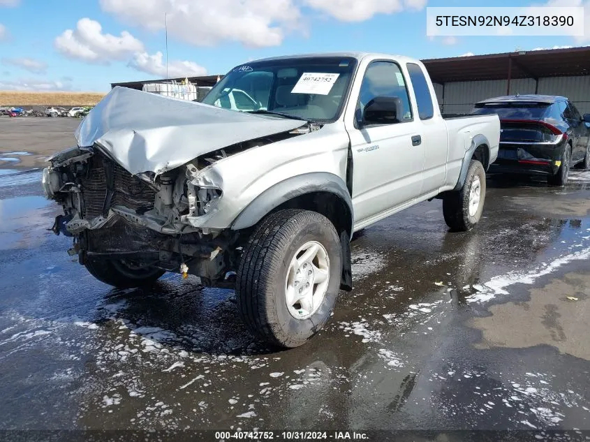 2004 Toyota Tacoma Prerunner V6 VIN: 5TESN92N94Z318390 Lot: 40742752