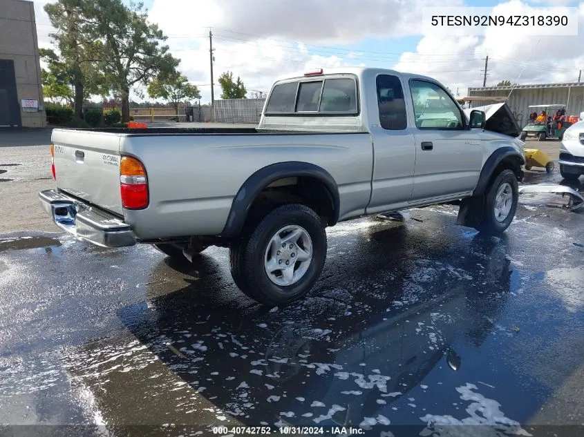 2004 Toyota Tacoma Prerunner V6 VIN: 5TESN92N94Z318390 Lot: 40742752