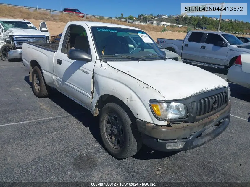 2004 Toyota Tacoma VIN: 5TENL42N04Z413572 Lot: 40750012