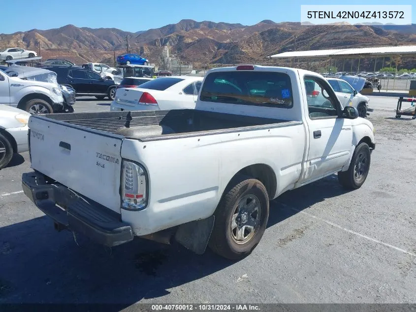 2004 Toyota Tacoma VIN: 5TENL42N04Z413572 Lot: 40750012