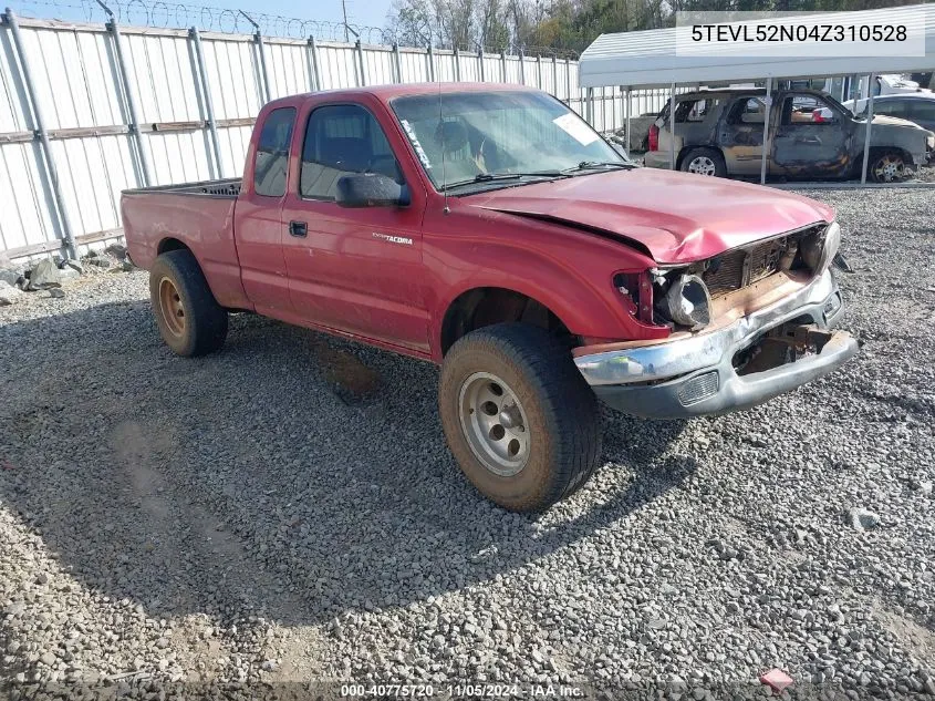 2004 Toyota Tacoma VIN: 5TEVL52N04Z310528 Lot: 40775720