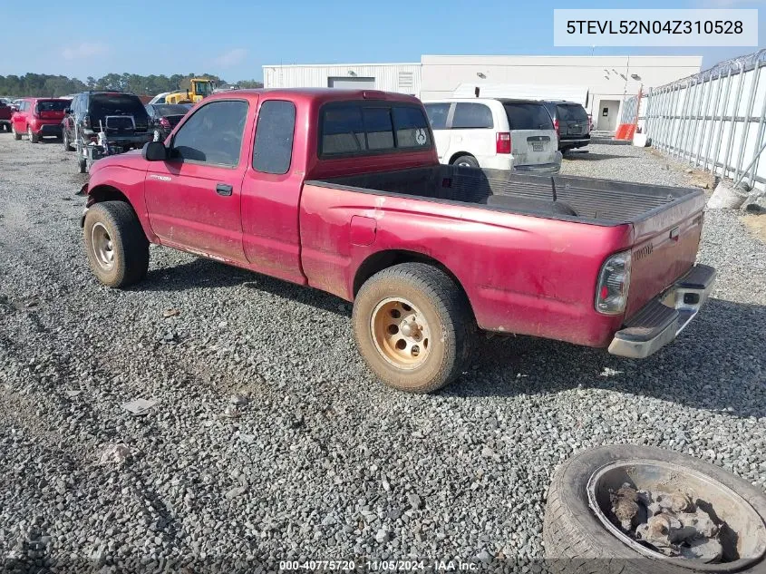 2004 Toyota Tacoma VIN: 5TEVL52N04Z310528 Lot: 40775720