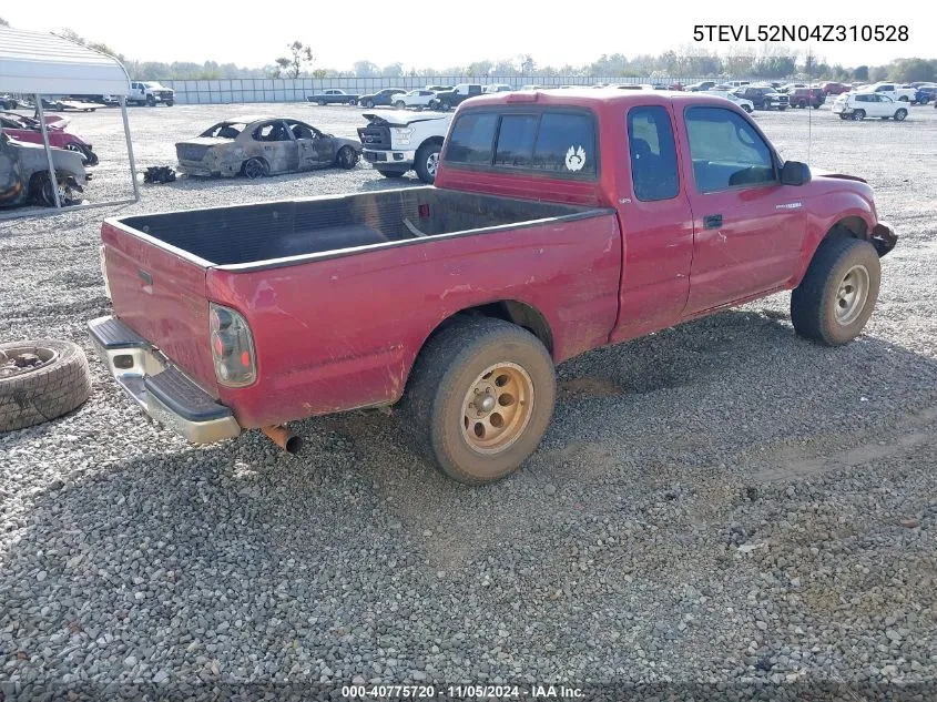 2004 Toyota Tacoma VIN: 5TEVL52N04Z310528 Lot: 40775720