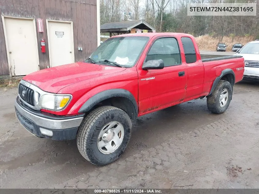 2004 Toyota Tacoma VIN: 5TEWM72N44Z381695 Lot: 40798525