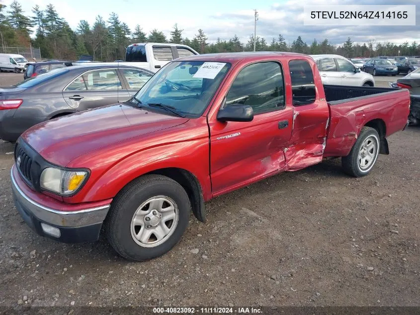 2004 Toyota Tacoma VIN: 5TEVL52N64Z414165 Lot: 40823092