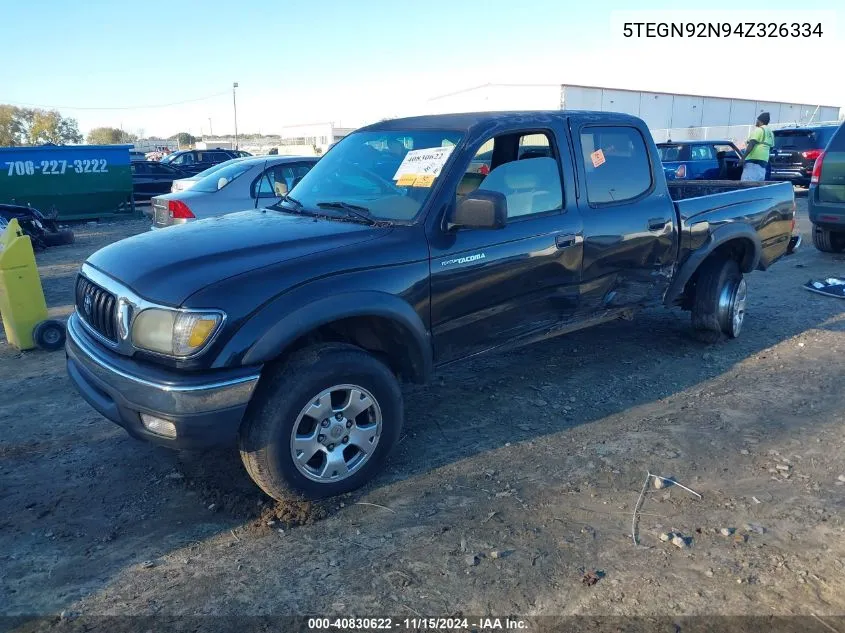 2004 Toyota Tacoma Prerunner V6 VIN: 5TEGN92N94Z326334 Lot: 40830622