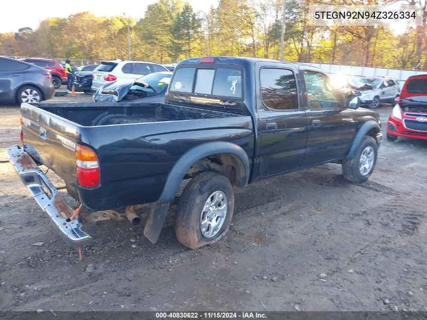 2004 Toyota Tacoma Prerunner V6 VIN: 5TEGN92N94Z326334 Lot: 40830622