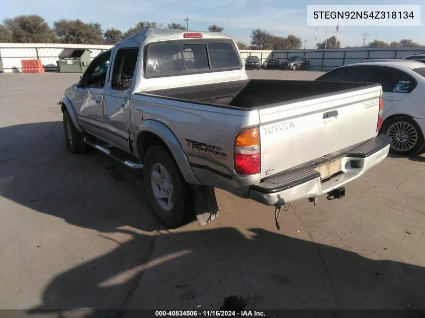 2004 Toyota Tacoma Prerunner V6 VIN: 5TEGN92N54Z318134 Lot: 40834506