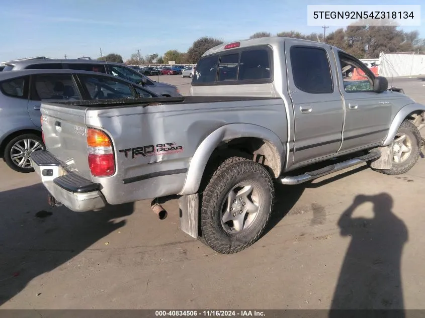 2004 Toyota Tacoma Prerunner V6 VIN: 5TEGN92N54Z318134 Lot: 40834506