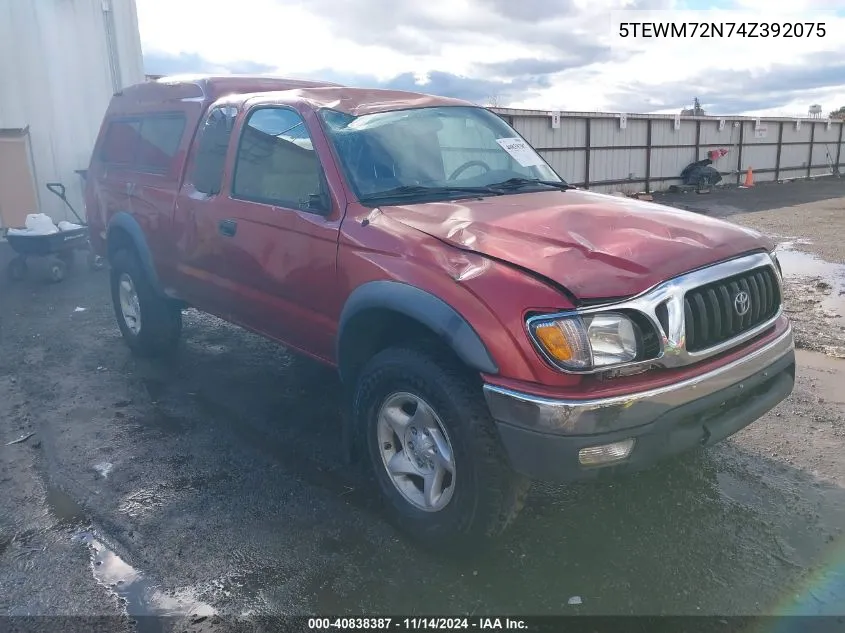 2004 Toyota Tacoma VIN: 5TEWM72N74Z392075 Lot: 40838387