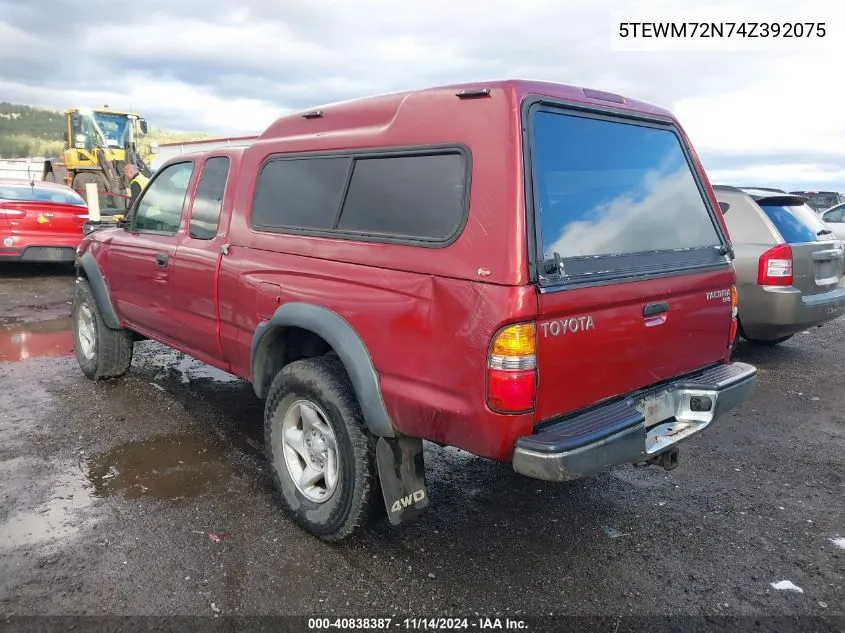 2004 Toyota Tacoma VIN: 5TEWM72N74Z392075 Lot: 40838387