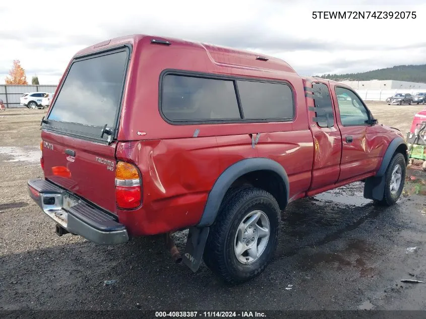 2004 Toyota Tacoma VIN: 5TEWM72N74Z392075 Lot: 40838387