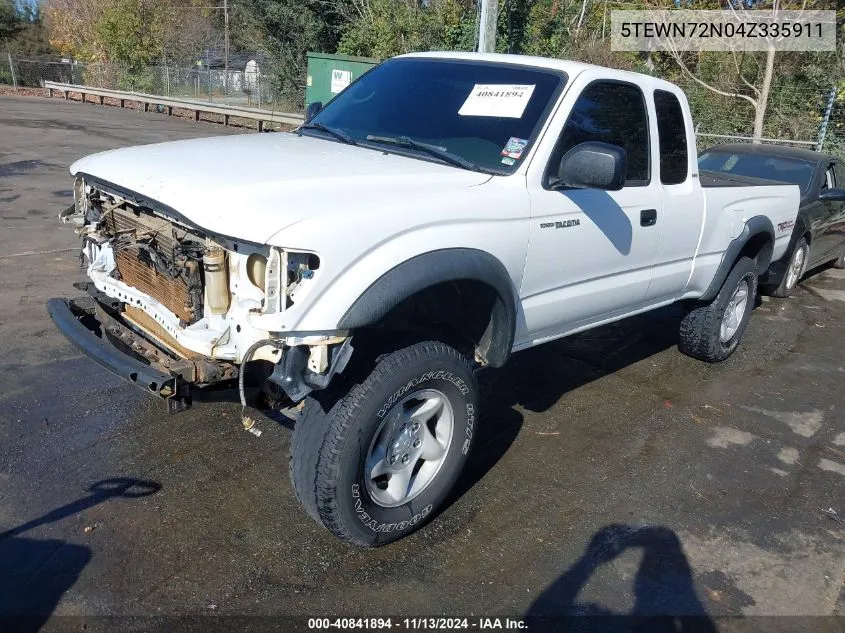 2004 Toyota Tacoma Base V6 VIN: 5TEWN72N04Z335911 Lot: 40841894