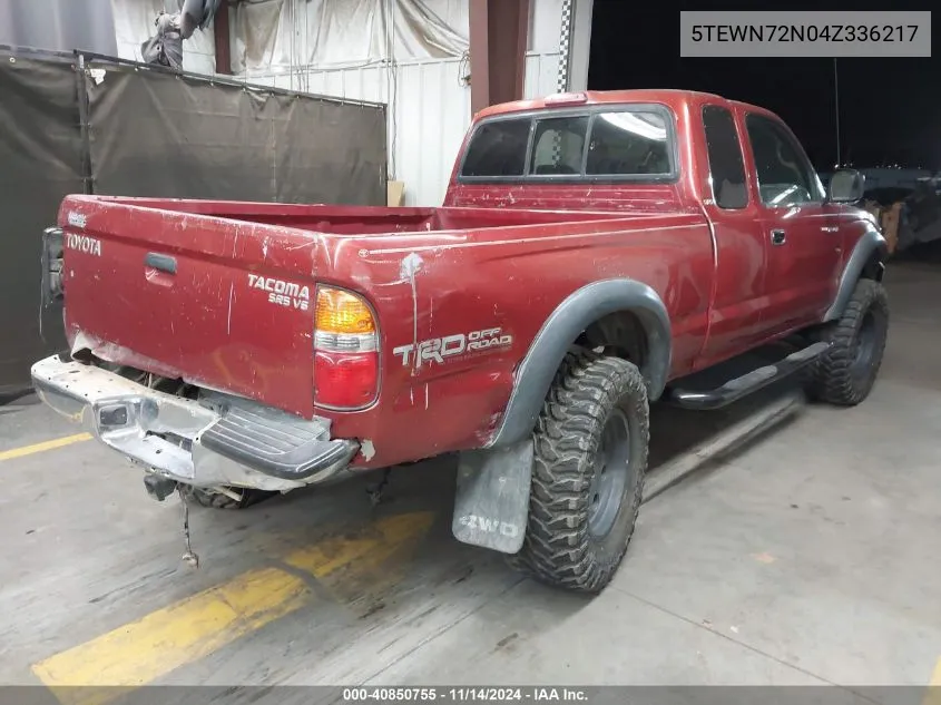 2004 Toyota Tacoma Base V6 VIN: 5TEWN72N04Z336217 Lot: 40850755