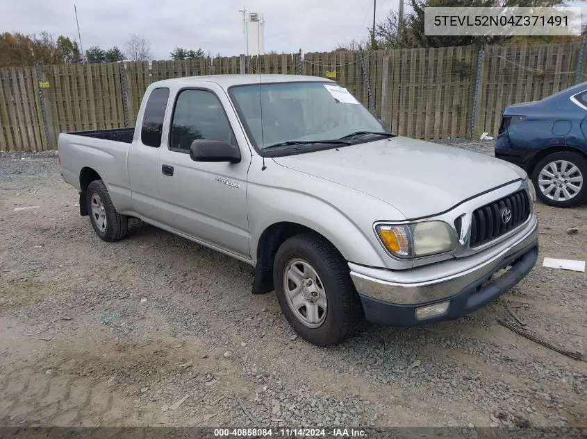 2004 Toyota Tacoma VIN: 5TEVL52N04Z371491 Lot: 40858084