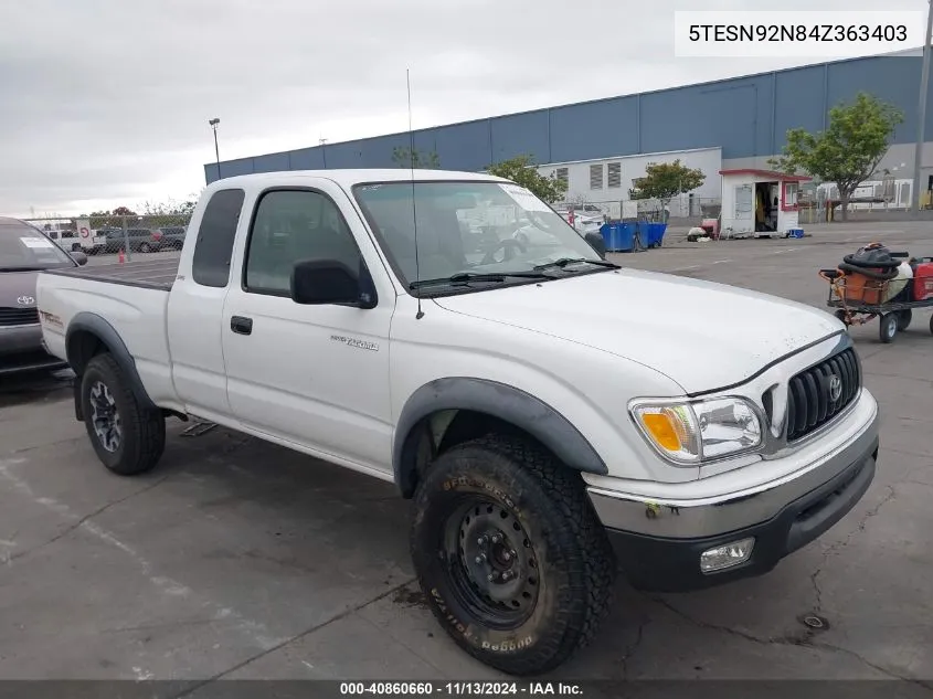 2004 Toyota Tacoma Prerunner V6 VIN: 5TESN92N84Z363403 Lot: 40860660