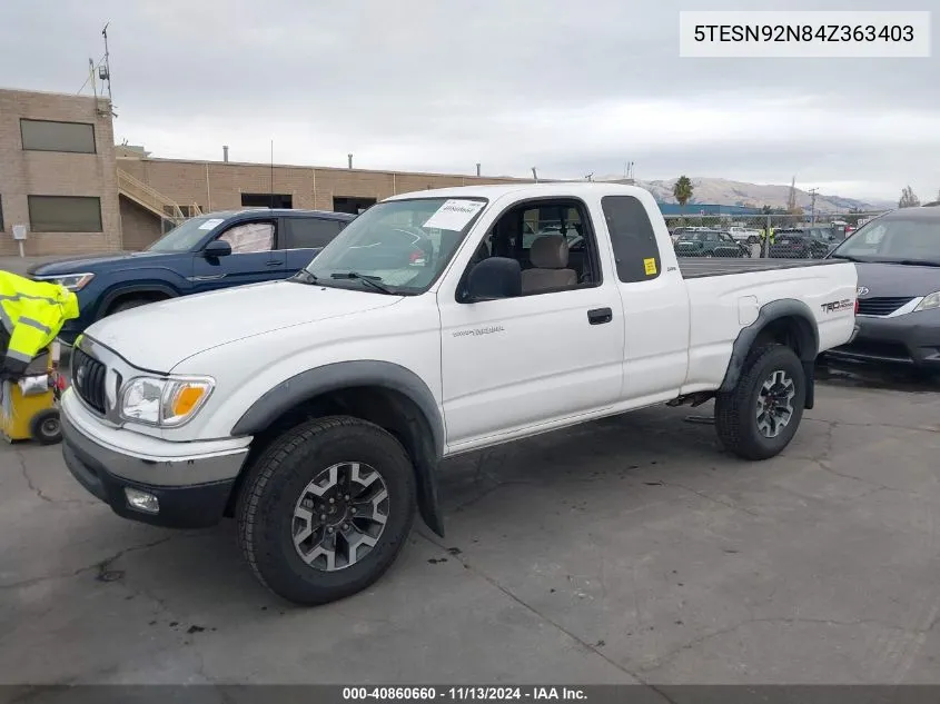 2004 Toyota Tacoma Prerunner V6 VIN: 5TESN92N84Z363403 Lot: 40860660