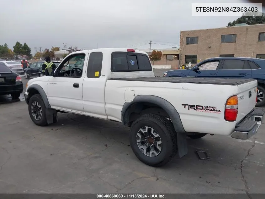 2004 Toyota Tacoma Prerunner V6 VIN: 5TESN92N84Z363403 Lot: 40860660