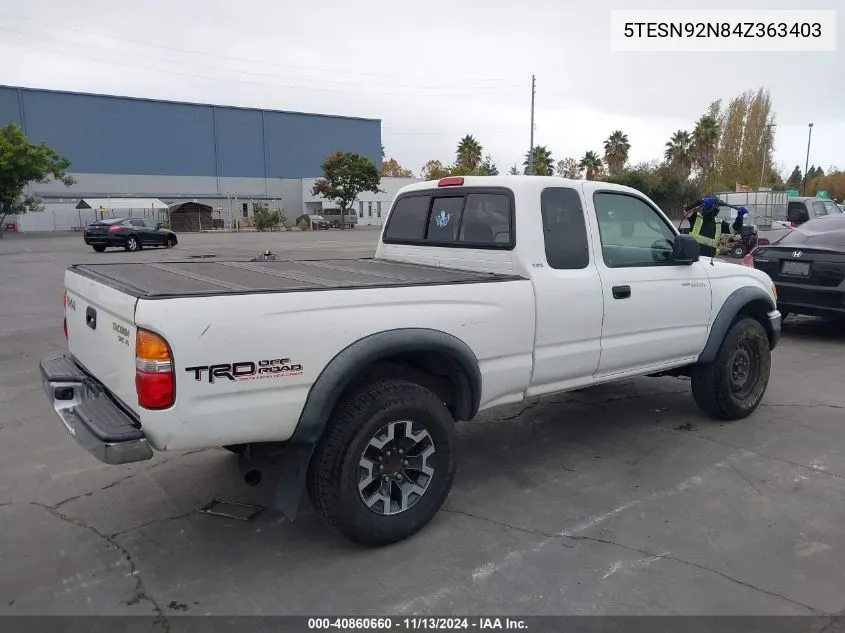 2004 Toyota Tacoma Prerunner V6 VIN: 5TESN92N84Z363403 Lot: 40860660