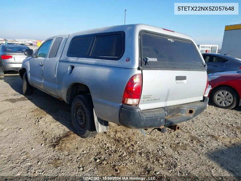 2005 Toyota Tacoma VIN: 5TETX22NX5Z057648 Lot: 12142192