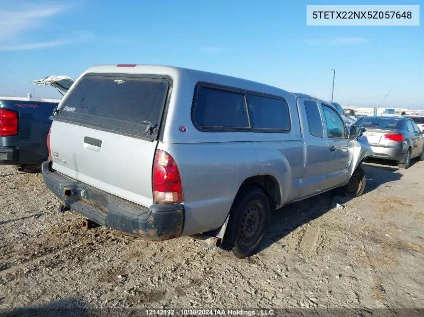 2005 Toyota Tacoma VIN: 5TETX22NX5Z057648 Lot: 12142192