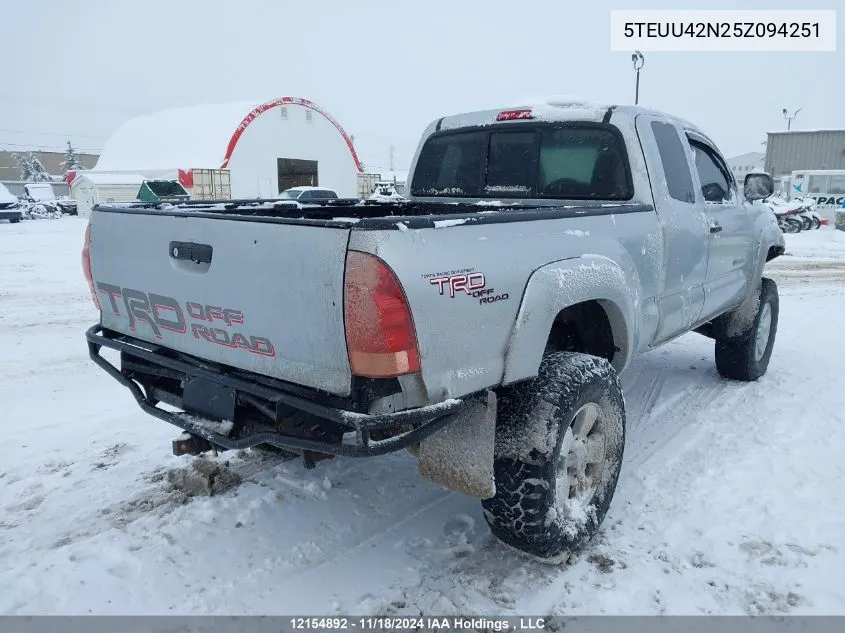 2005 Toyota Tacoma Base V6 VIN: 5TEUU42N25Z094251 Lot: 12154892