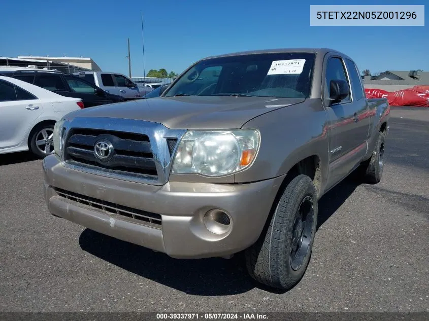 2005 Toyota Tacoma VIN: 5TETX22N05Z001296 Lot: 39337971