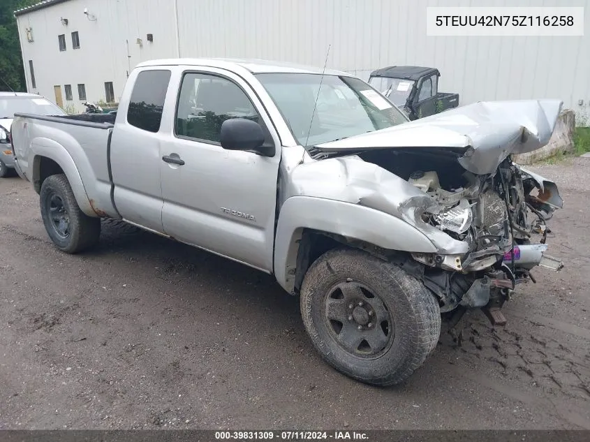 2005 Toyota Tacoma Base V6 VIN: 5TEUU42N75Z116258 Lot: 39831309