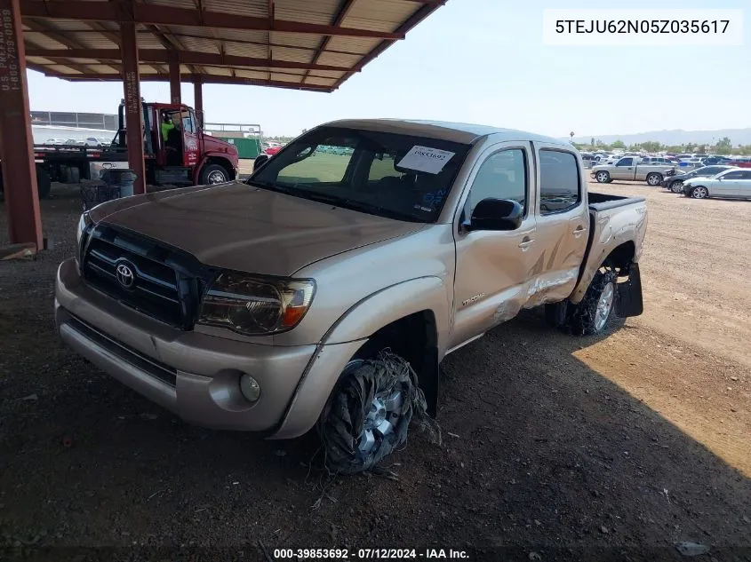 2005 Toyota Tacoma Prerunner V6 VIN: 5TEJU62N05Z035617 Lot: 39853692