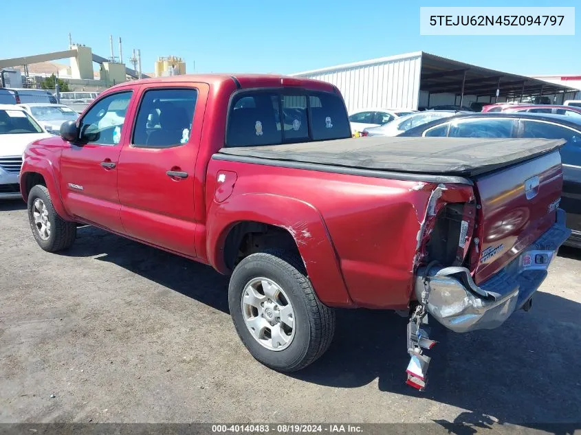 2005 Toyota Tacoma Prerunner V6 VIN: 5TEJU62N45Z094797 Lot: 40140483