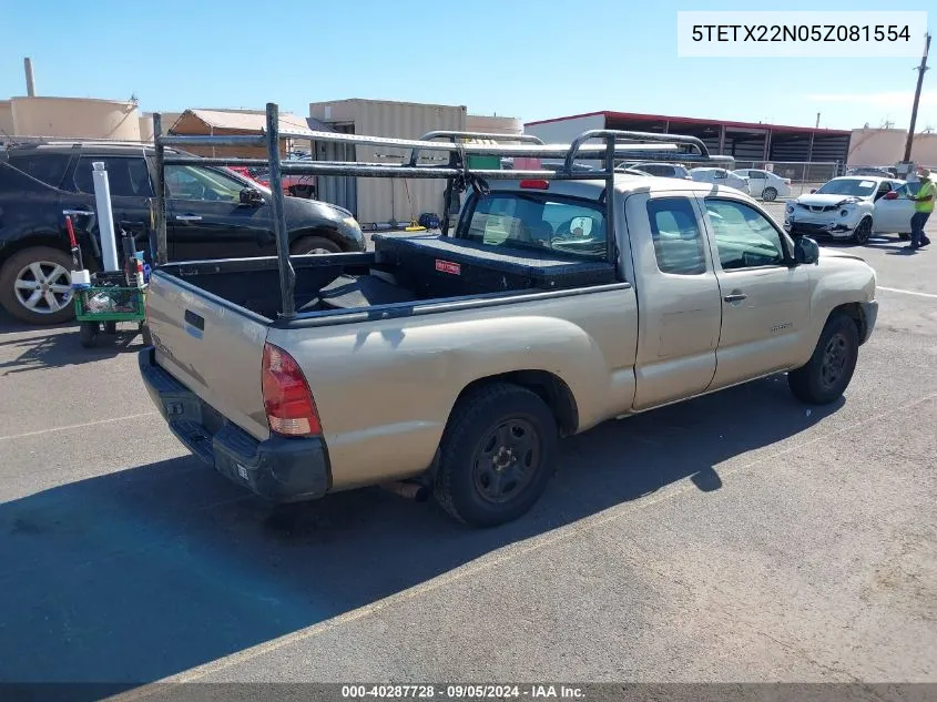 2005 Toyota Tacoma VIN: 5TETX22N05Z081554 Lot: 40287728