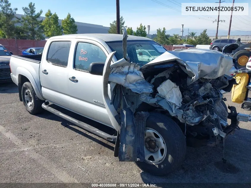 2005 Toyota Tacoma Prerunner V6 VIN: 5TEJU62N45Z008579 Lot: 40305088