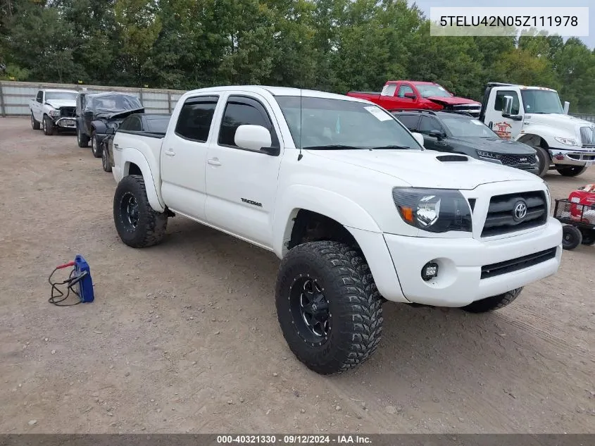 2005 Toyota Tacoma Double Cab VIN: 5TELU42N05Z111978 Lot: 40321330