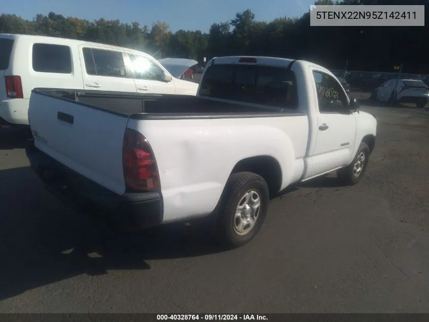 2005 Toyota Tacoma VIN: 5TENX22N95Z142411 Lot: 40328764