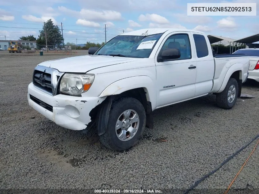 2005 Toyota Tacoma Prerunner V6 VIN: 5TETU62N85Z092513 Lot: 40339324