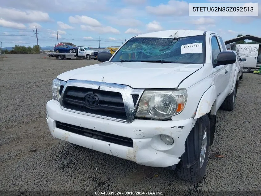 2005 Toyota Tacoma Prerunner V6 VIN: 5TETU62N85Z092513 Lot: 40339324